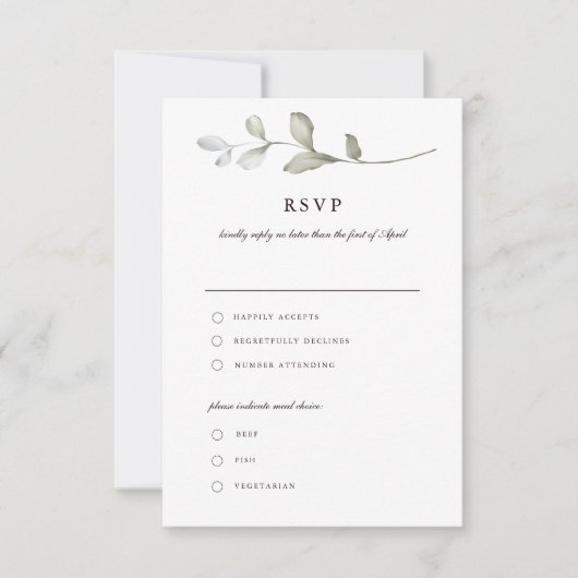 Greenery | RSVP-kaart voor botanische Waterverf Kaart (Voorkant)