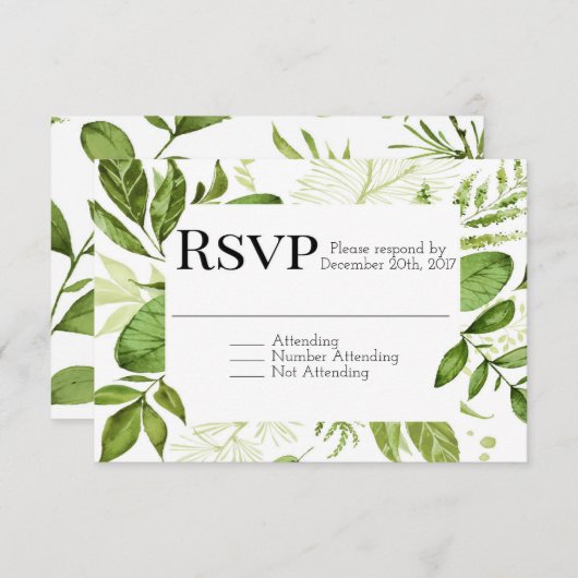 Greenery RSVP, Leaf RSVP, Wedding RSVP, RSVP (Voorkant / Achterkant)