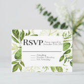 Greenery RSVP, Leaf RSVP, Wedding RSVP, RSVP Kaartje (Staand voorkant)