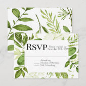 Greenery RSVP, Leaf RSVP, Wedding RSVP, RSVP Kaartje (Voorkant / Achterkant)
