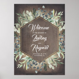 Greenery Rustic Country Wedding Welcome Poster