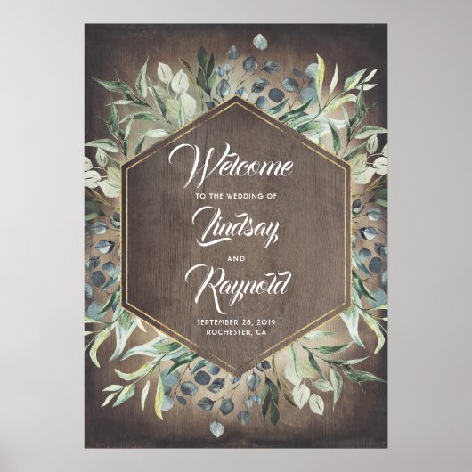 Greenery Rustic Country Wedding Welcome Poster (Voorkant)