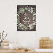 Greenery Rustic Country Wedding Welcome Poster (Keuken)