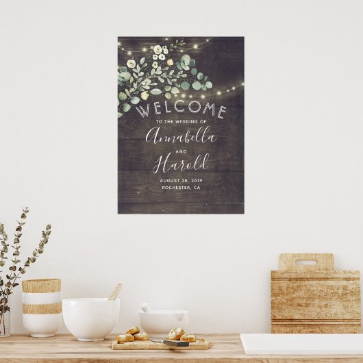 Greenery Rustic Country Wedding Welcome Poster (Keuken)
