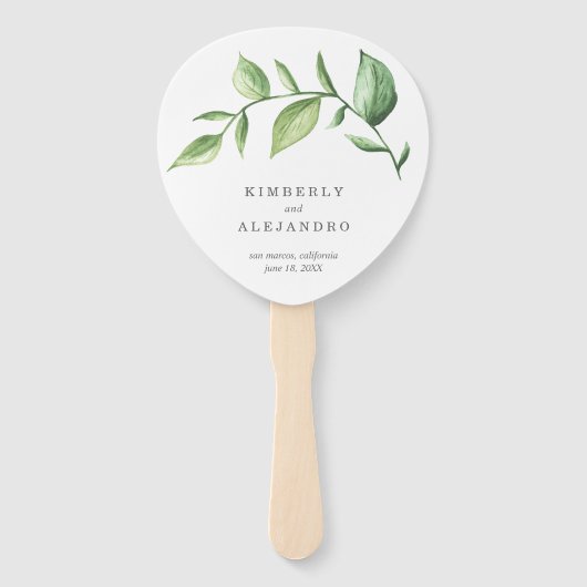 Greenery Rustic Elegant Waterverf Wedding Handwaaier (Achterkant)
