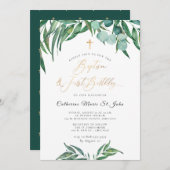 Greenery Rustic Eucalyptus 1st Birthday Baptisme Kaart (Voorkant / Achterkant)