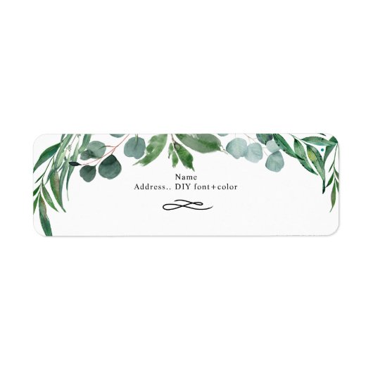 Greenery, Rustic Eucalyptus Return Address Etiket (Voorkant)
