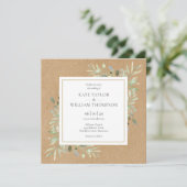 Greenery Rustic Kraft Photo Wedding Kaart (Staand voorkant)