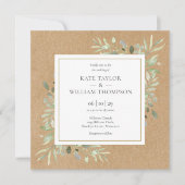 Greenery Rustic Kraft Photo Wedding Kaart (Voorkant)