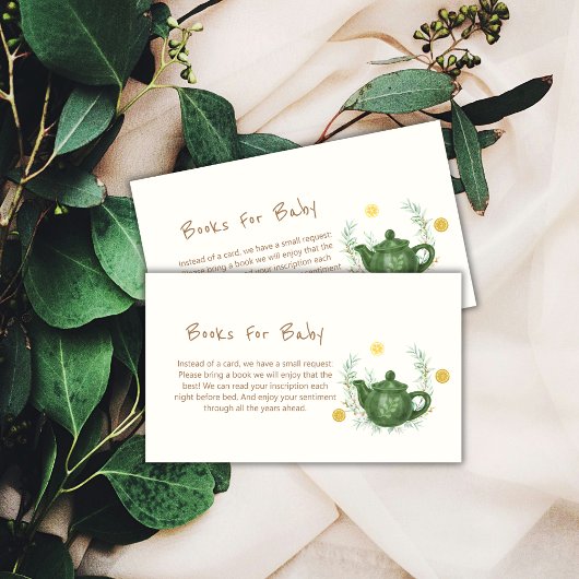 Greenery Rustic Oranje Tea ฺBooks voor Baby shower Informatiekaartje