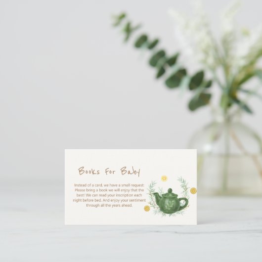 Greenery Rustic Oranje Tea ฺBooks voor Baby shower Informatiekaartje (Staand voorkant)