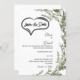 Greenery Rustic Save The Date Invitation Kaart