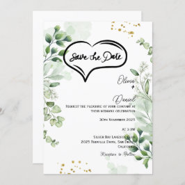 Greenery Rustic Save The Date Invitation Kaart