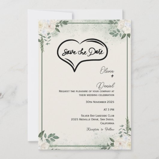 Greenery Rustic Save the Date Uitnodiging (Voorkant)