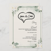 Greenery Rustic Save the Date Uitnodiging (Voorkant / Achterkant)