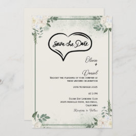 Greenery Rustic Save the Date Uitnodiging