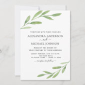 Greenery Rustic Simple Elegant Waterverf Wedding Kaart (Voorkant)