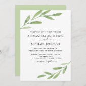 Greenery Rustic Simple Elegant Waterverf Wedding Kaart (Voorkant / Achterkant)