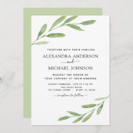 Greenery Rustic Simple Elegant Waterverf Wedding Kaart