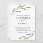 Greenery Rustic Simple Elegant Waterverf Wedding Kaart (Voorkant)