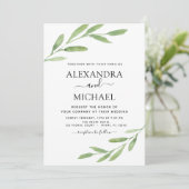 Greenery Rustic Simple Elegant Waterverf Wedding Kaart (Staand voorkant)