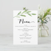Greenery Rustic Simple Elegant Waterverf Wedding Menu (Staand voorkant)