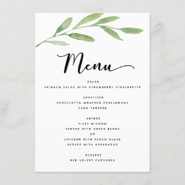 Greenery Rustic Simple Elegant Waterverf Wedding Menu
