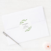 Greenery Rustic Simple Elegant Waterverf Wedding Ronde Sticker (Envelop)