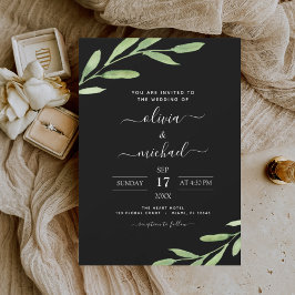 Greenery Rustic Simple Elegant Wedding Kaart
