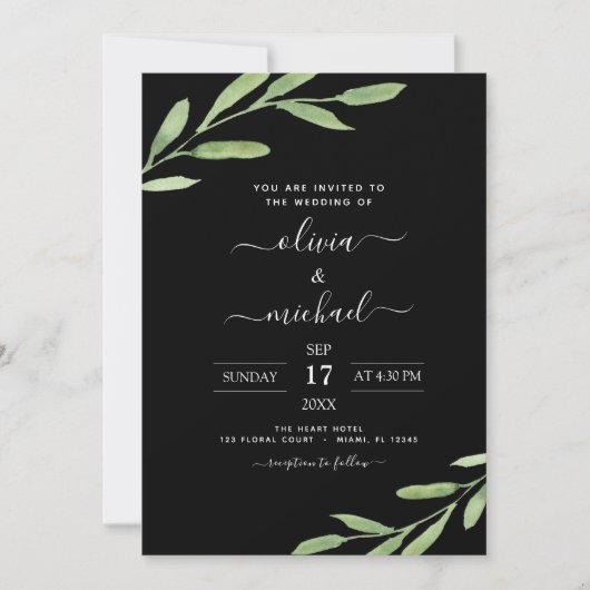Greenery Rustic Simple Elegant Wedding Kaart (Voorkant)