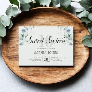 Greenery Rustic Sweet 16 Sage Green Kaart