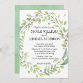 Greenery Rustic waterverf WREATH Foliage WEDDING Kaart (Voorkant / Achterkant)