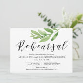 Greenery Rustic Wedding Rehearsal and Dinner Kaart (Staand voorkant)
