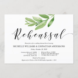 Greenery Rustic Wedding Rehearsal and Dinner Kaart