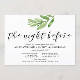 Greenery Rustic Wedding Rehearsal and Dinner Kaart