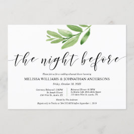 Greenery Rustic Wedding Rehearsal and Dinner Kaart