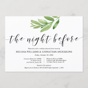 Greenery Rustic Wedding Rehearsal and Dinner Kaart