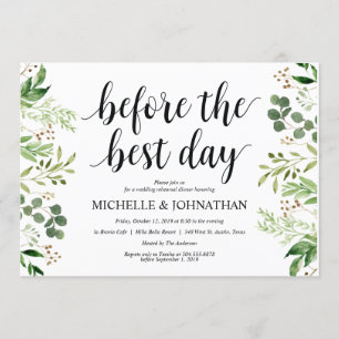 Greenery Rustic Wedding Rehearsal Dinner Invites Kaart