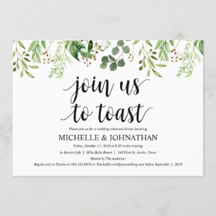 Greenery Rustic Wedding Rehearsal Dinner Invites Kaart