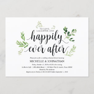 Greenery rustic Wedding Rehearsal Dinner Invites Kaart