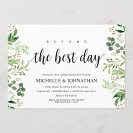 Greenery Rustic Wedding Rehearsal Dinner Invites Kaart