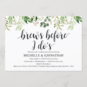 Greenery Rustic Wedding Rehearsal Dinner Invites Kaart