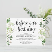 Greenery Rustic Wedding Rehearsal Dinner Invites Kaart (Staand voorkant)