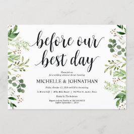Greenery Rustic Wedding Rehearsal Dinner Invites Kaart