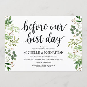 Greenery Rustic Wedding Rehearsal Dinner Invites Kaart