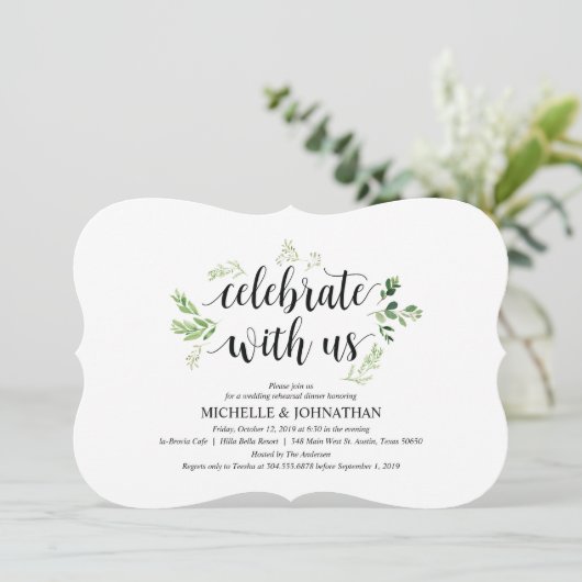 Greenery rustic Wedding Rehearsal Dinner Invites Kaart (Staand voorkant)