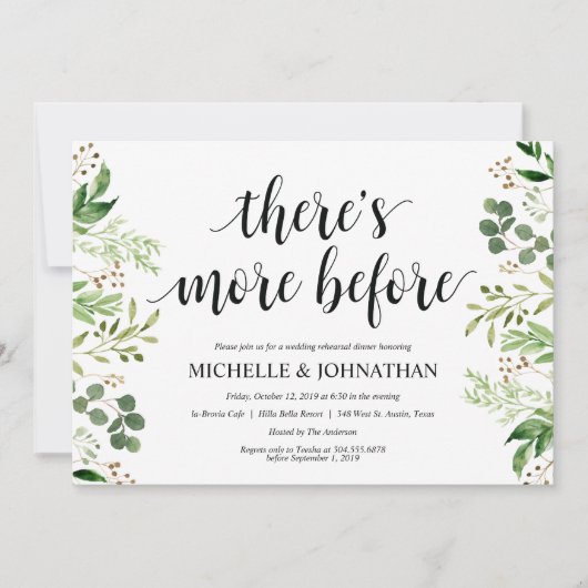 Greenery Rustic Wedding Rehearsal Dinner Invites Kaart (Voorkant)
