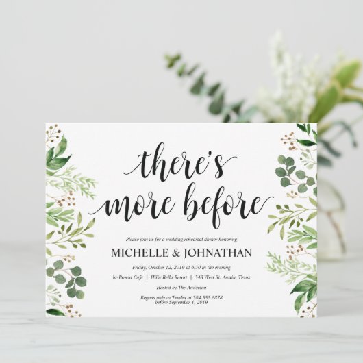 Greenery Rustic Wedding Rehearsal Dinner Invites Kaart (Staand voorkant)