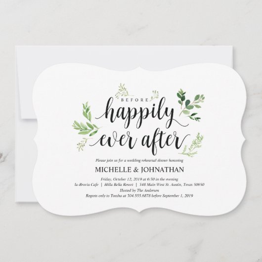 Greenery rustic Wedding Rehearsal Dinner Invites Kaart (Voorkant)