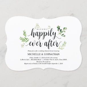 Greenery rustic Wedding Rehearsal Dinner Invites Kaart